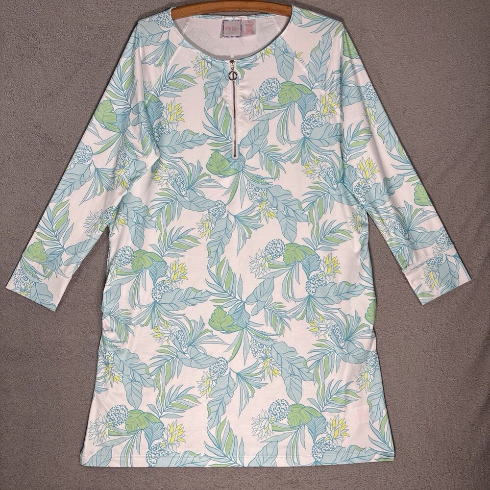 Stella Parker Size XL Popover Skipper Shift Dress Pineapples Resort Cruise Coast
